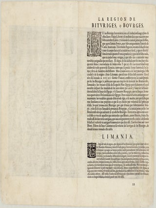 Regionis; Biturigum Exactiss: Descriptio per D. Ioannem Calamaeum [on sheet with] Limaniae Topographia Gabriele Symeoneo Auct.