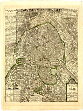 Nouveau Plan de la Ville, Cit&eacute; et Universit&eacute; de Paris avec ses Faubourgs. Claude ROUSSEL