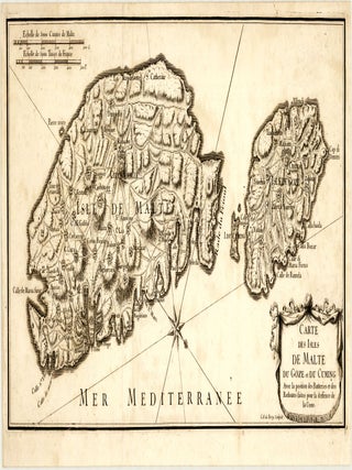 Carte des Isles de Malte du Goze et du Cuming Avec la position des Batteries et des Redoutes...