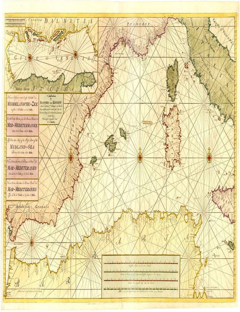 Nieuwe Paskaart van't Eerste Gedeelte der Middelansche-Zee tusschen 't I. Cadix en 't I. Malta. Johannes VAN KEULEN, Gerard VAN KEULEN.