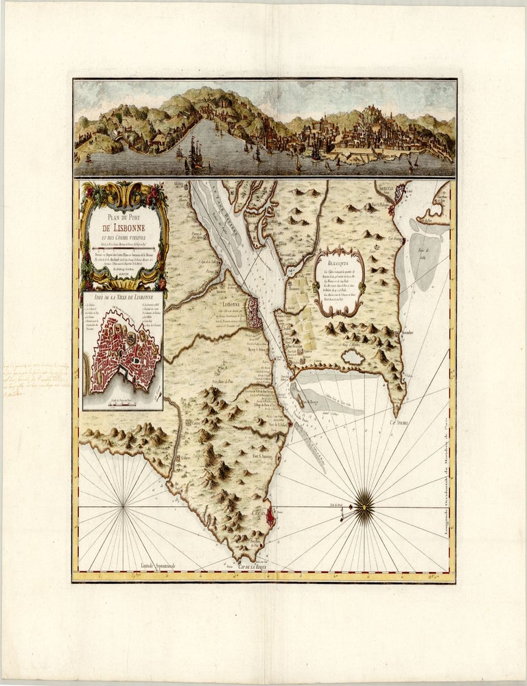 Plan du Port de Lisbonne et des Costes voisines. Jacques-Nicolas BELLIN