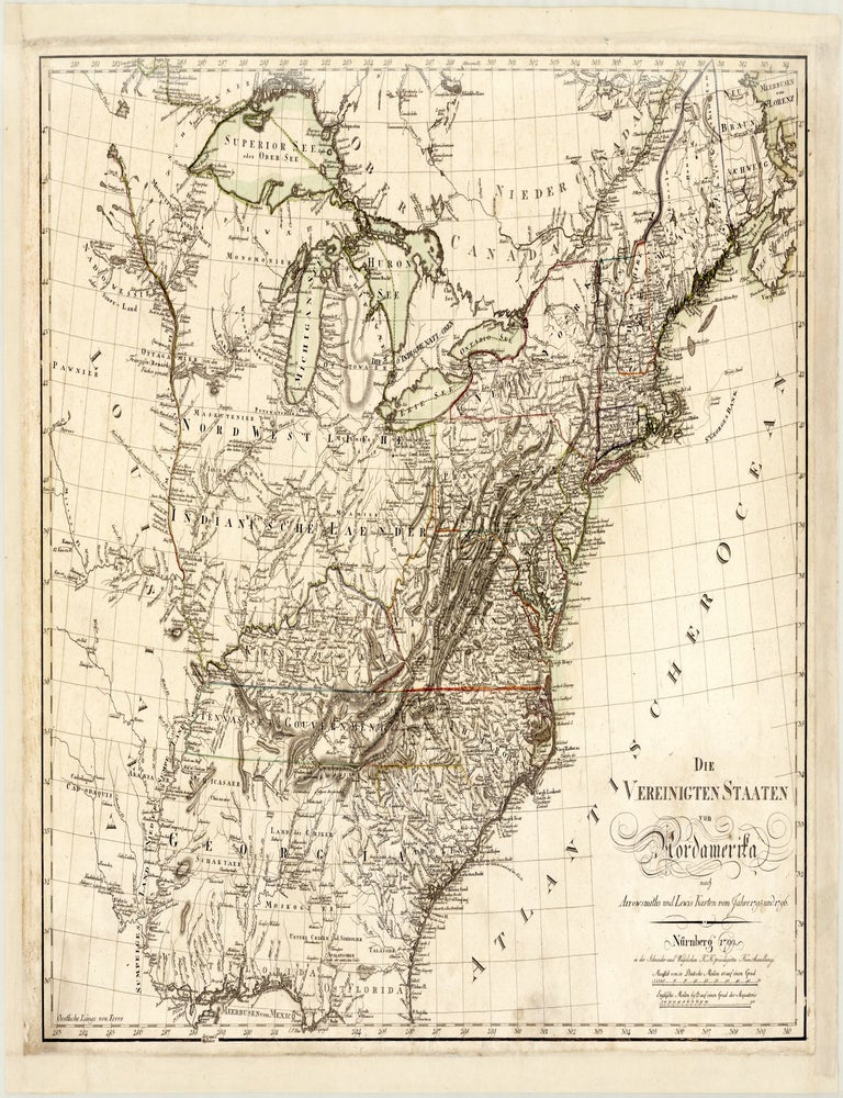 Die Vereinigten Staaten von Nordamerika nach Arrowsmith's und Lewis Karten vom Jahre 1795 and 1796. Daniel Friedrich SOTZMANN.