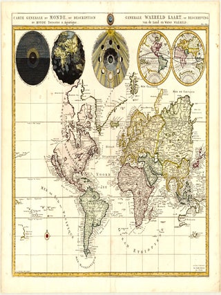 Carte Generale du Monde, ou Description du Monde Terrestre & Aquatique. / Generale Waereld...