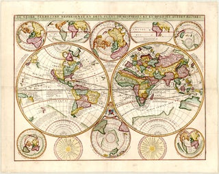 Le globe terrestre representé en deux plans-hemispheres, et en diverses autres figures. Vincenzo...