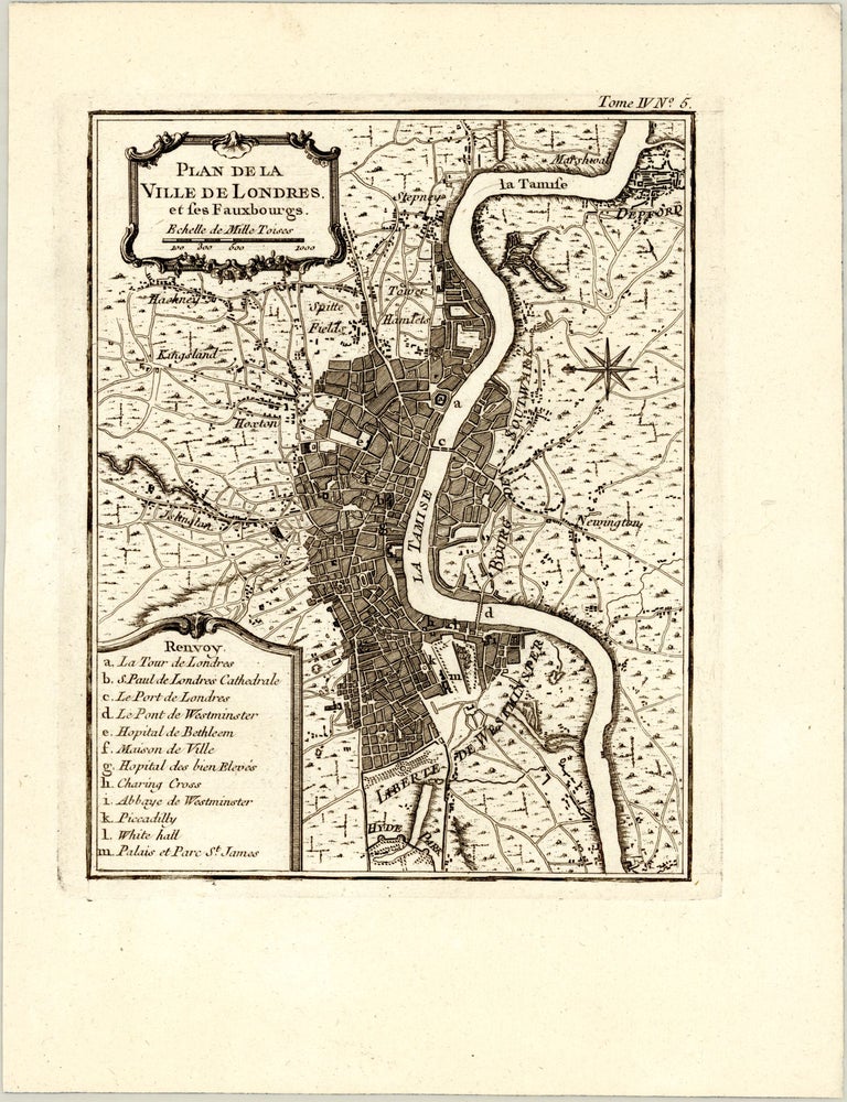 Plan de la Ville de Londres. et ses Fauxbourgs. Jacques-Nicolas BELLIN.