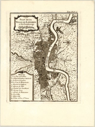 Plan de la Ville de Londres. et ses Fauxbourgs. Jacques-Nicolas BELLIN