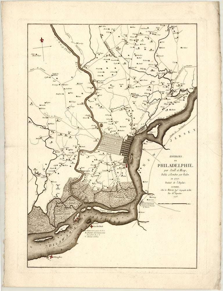 Environs de Philadelphie. par Scull et Heap, Publie &aacute; Londres par Faden en 1777. Traduit de l'Anglais. Georges-Louis LE ROUGE.