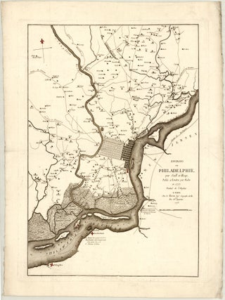 Environs de Philadelphie. par Scull et Heap, Publie &aacute; Londres par Faden en 1777. Traduit de...