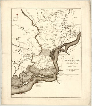 Environs de Philadelphie. par Scull et Heap, Publie á Londres par Faden en 1777. Traduit de...