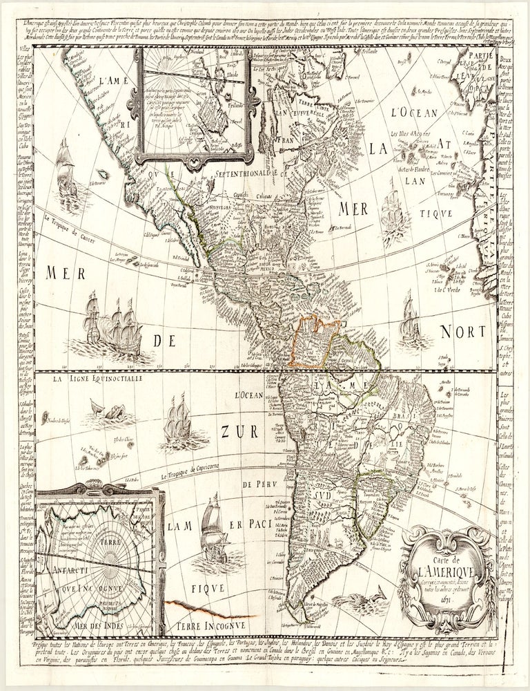 Carte de L'Amerique Corrige&eacute;, et augmente&eacute;, dessus toutes les aultres. Nicolas BEREY I
