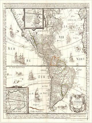 Carte de L'Amerique Corrige&eacute;, et augmente&eacute;, dessus toutes les aultres cydeuant. Nicolas...