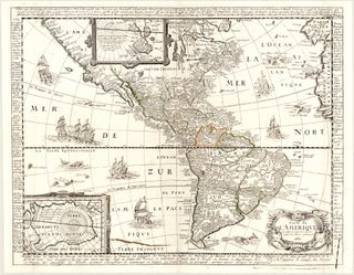 Carte de L'Amerique Corrigeé, et augmenteé, dessus toutes les aultres cydeuant. Nicolas...