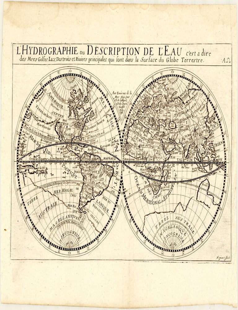 L'Hydrographie ou Description de l'Eau c'est a dire des Mers Golfes. Lacs, Destroits et Riviers prinicipales. qui sont dans la Surface du Globe Terrestre. Hugues PICART.