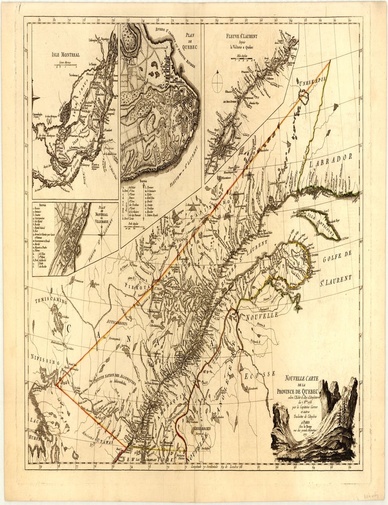 Nouvelle carte de la Province de Quebec selon l'Edit du Roi d'Angleterre du 7. 8.bre 1763 par le Capitaine Carver et autres Traduites de l'Anglois. Jonathan CARVER.