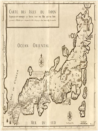 Carte des Isles du Iapon Esquelles est remqarque' la Route tant par Mer que par Terre que...